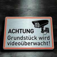 Panneau métallique ACHTUNG Grundstück wird videoüberwacht