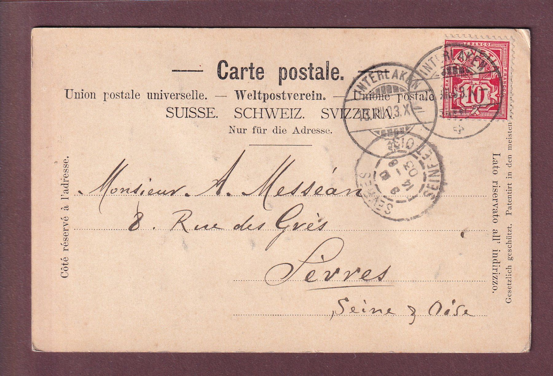 Cartoline postali: HEIMWEHFLUH - Eiger - Mönch - Jungfrau - RELIEF - 1903 – Usato da Pully venduto da nicecards 1