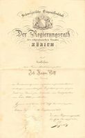 Gratifikations-Urkunde Zürich 1855 Staats-Bauinspektor Wolff
