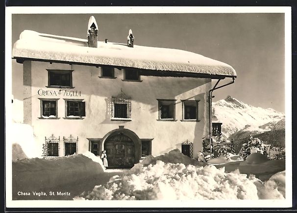 Cartoline postali: AK St. Moritz, Chesa Veglia A. D. 1658 – Usato da Berlin venduto da bartko-reher