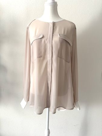 Rick Cardona Bluse, Gr. 42, beige/weiss