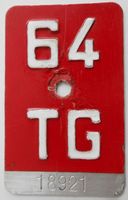 Velonummer Thurgau1964 TG 64