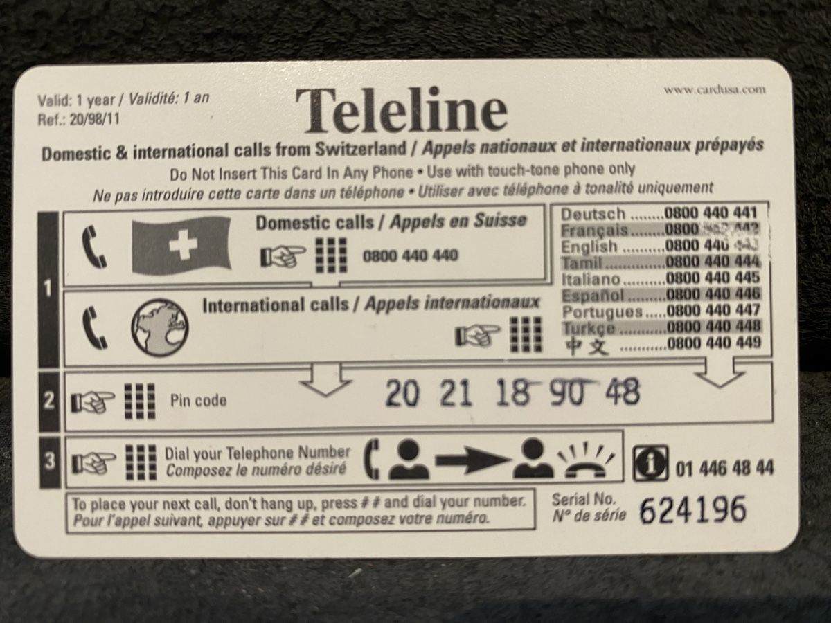 Cartes de téléphone: Teleline – D'occasion à Lausanne par babacard10 1