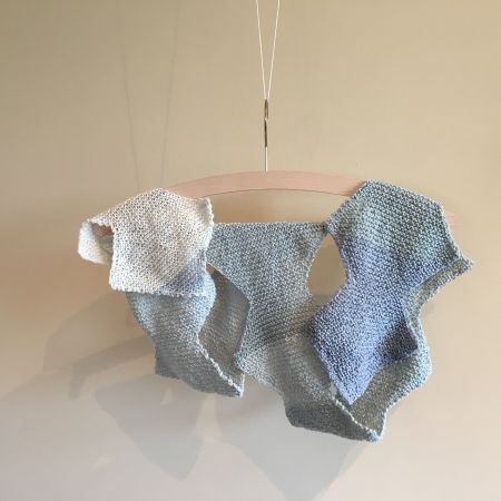 Schal Wellen in blau handgestrickt