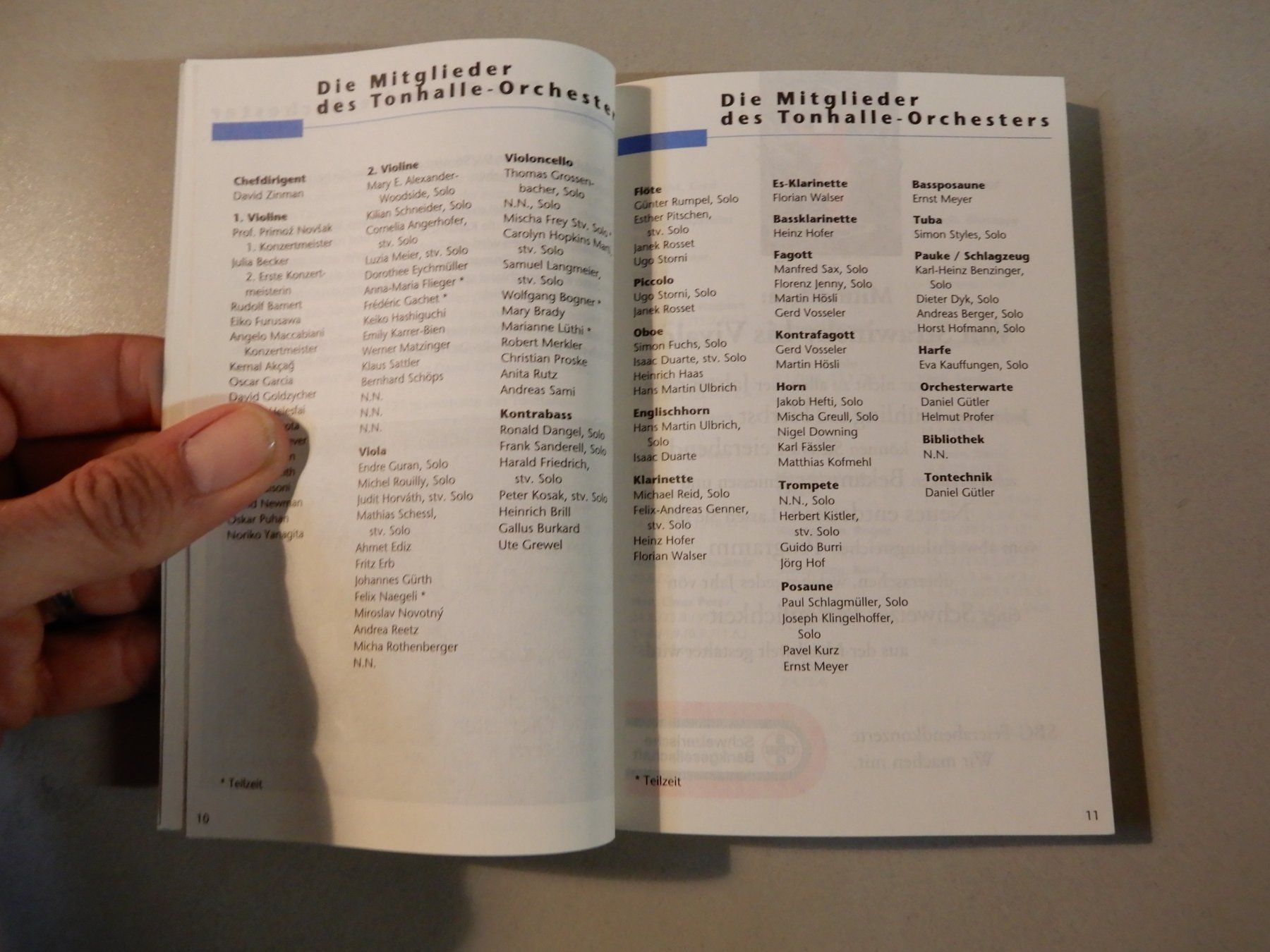 Documenti: Tonhalle Zürich Jubiläumsprogramm 1995/96 – Usato da Erstfeld venduto da Mario_boe0 3