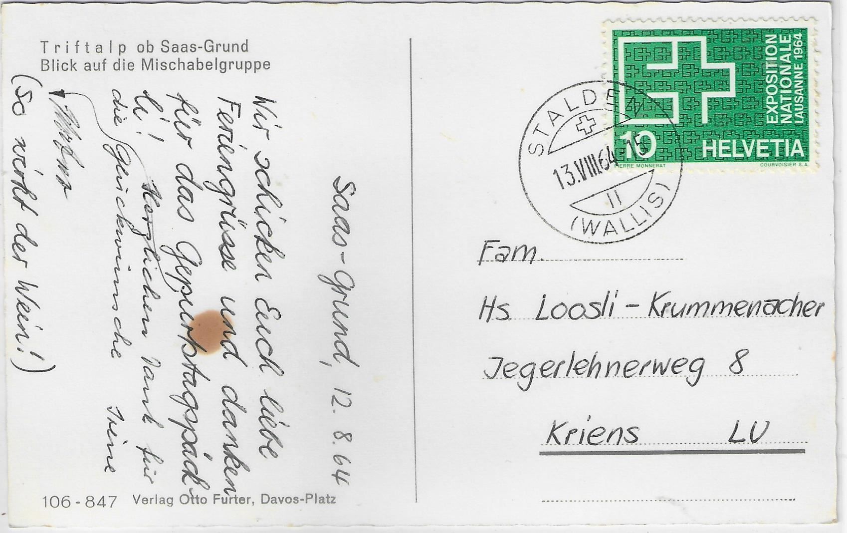Cartoline postali: Triftalp ob Saas-Grund – Antico da Ettingen venduto da Kartenplanet 1