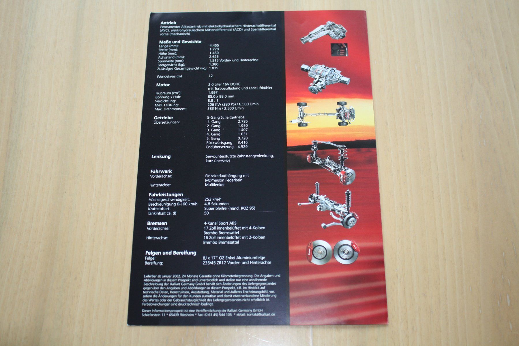 Mitsubishi Documenti: Mitsubishi Carisma GT Evolution VII Prospekt 2002 – Usato da Wikon venduto da erwin400 2