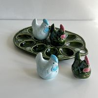 Vintage Deviled Egg Tray – Mid Century Green Ceramic
