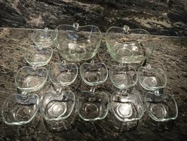 Apfelschalen-Set aus Glas, Vintage, 14-teilig, Indonesien
