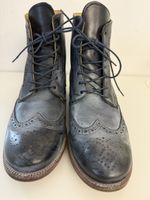 Lederschuhe Boots Gr. 41, Blau Grau