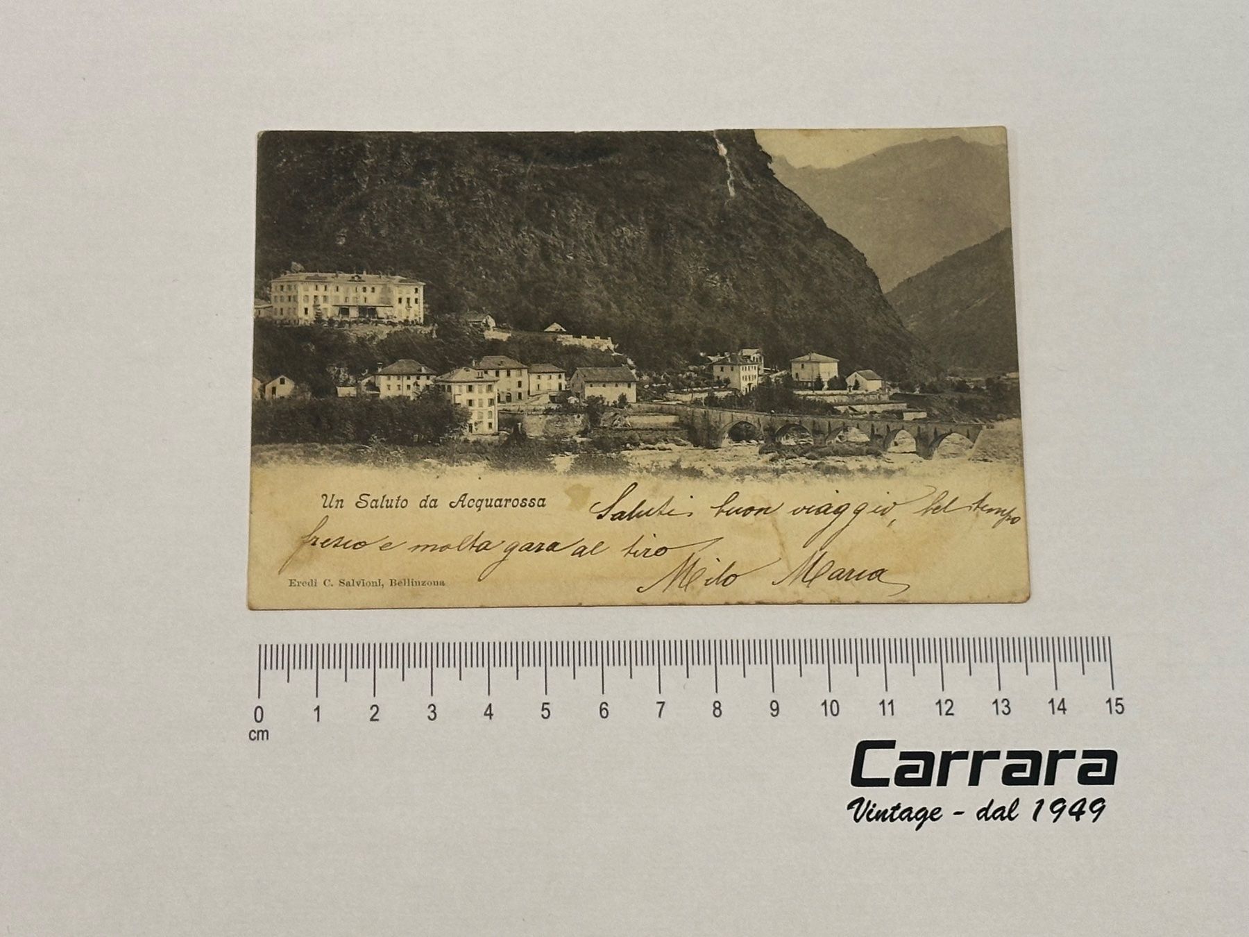 Cartoline postali: Postkarten Tessin Saluto da Aquarossa 1905 – Usato da Chiasso venduto da Carrara-Modellismo