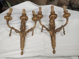 2 Antike Wandleuchter Appliken Bronze Napoleon