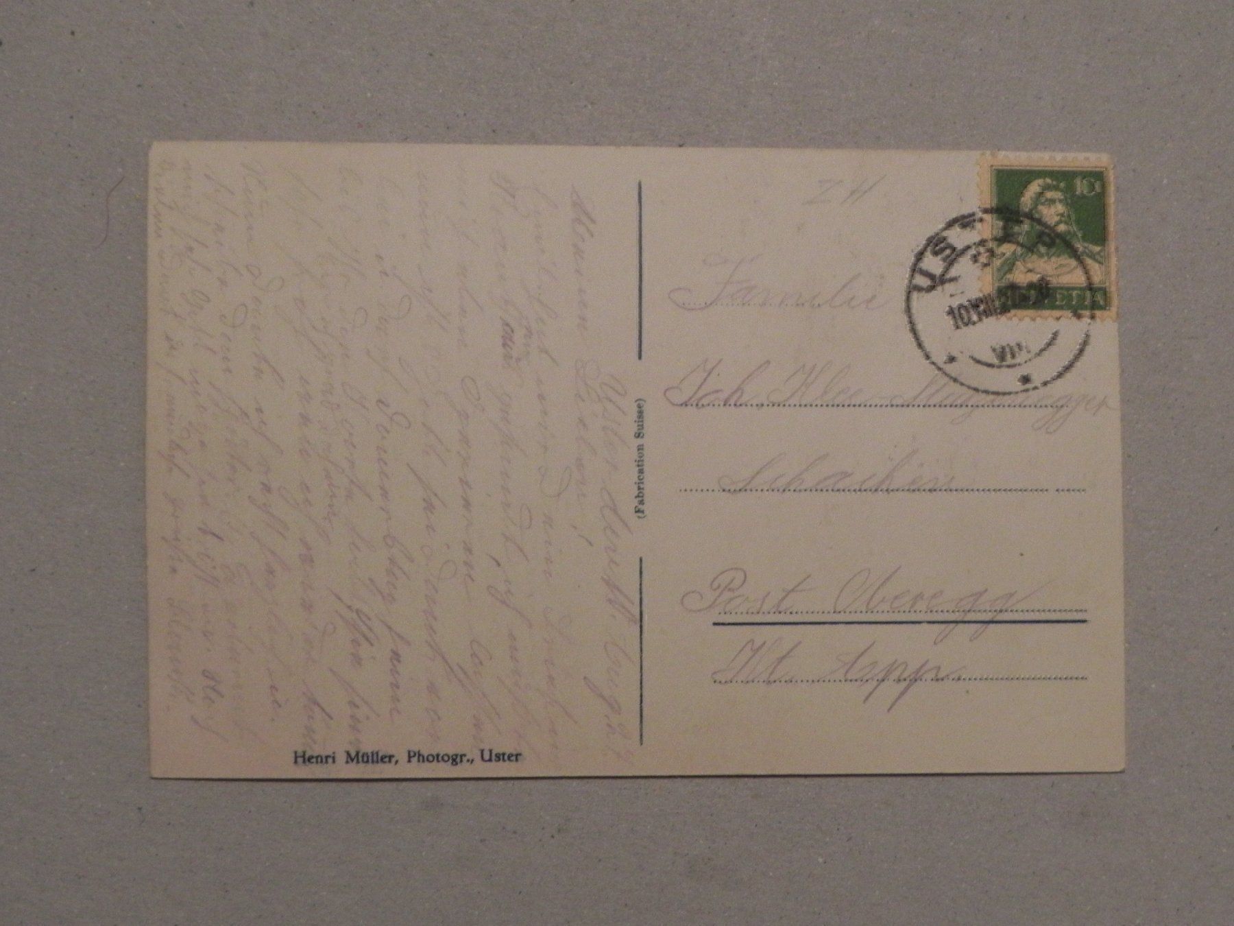 Cartoline postali: Ansichtskarte Uster ZH Krankenasyl 1927 – Usato da Siebnen venduto da krimsie 1