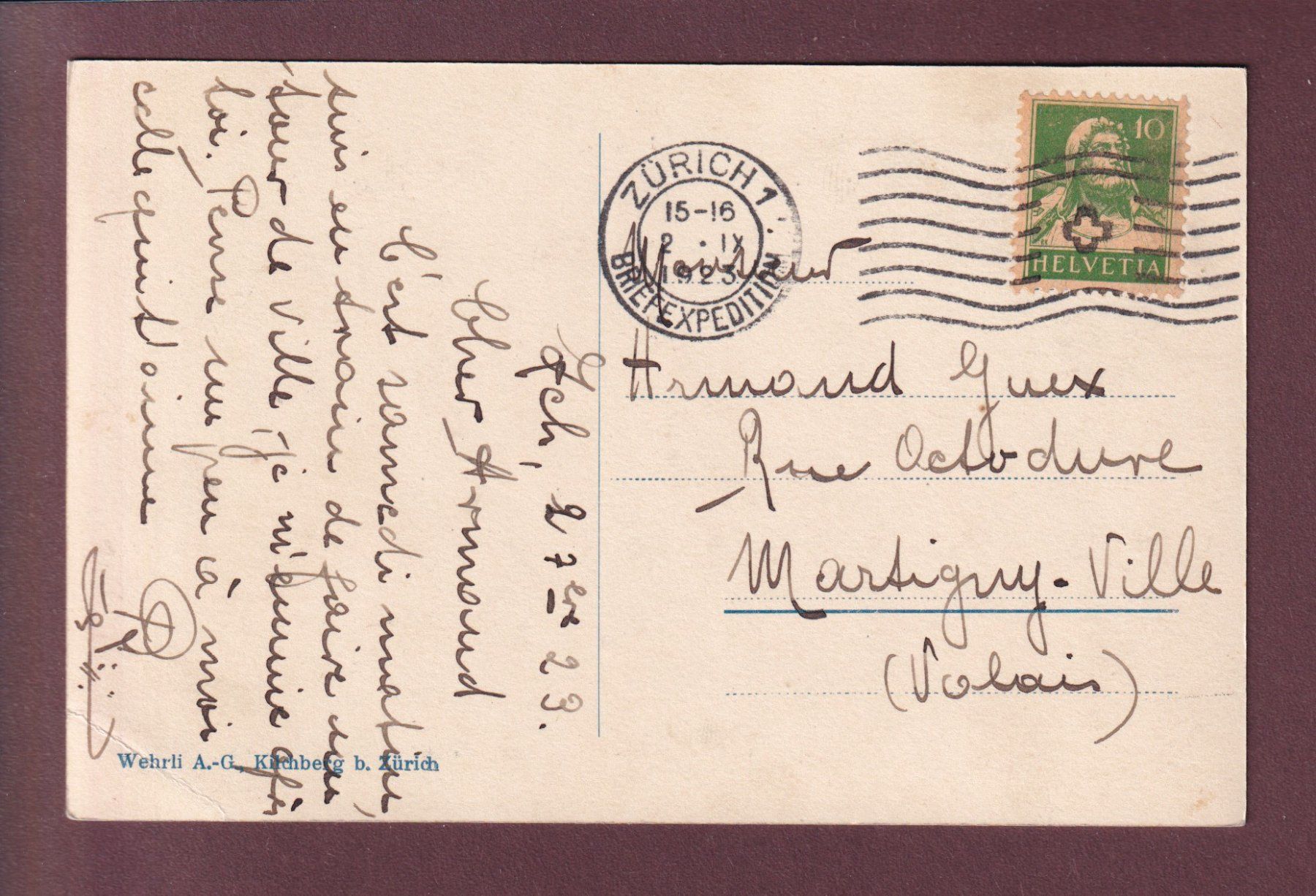 Cartoline postali: ZÜRICH - Bahnhofplatz - Tram - Kutsche - 1923 // Eckbug // – Usato da Pully venduto da nicecards 1