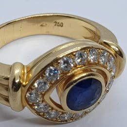 Anelli: Echt 18K Gold - Brilliant, Saphir Ring – Usato da Luzern venduto da Luzern-Goldhaus 2
