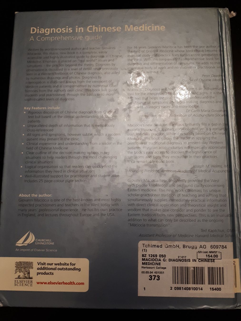 Bücher: Diagnosis in Chinese Medicine – Gebraucht aus Kerns von KIRSCHE06 1