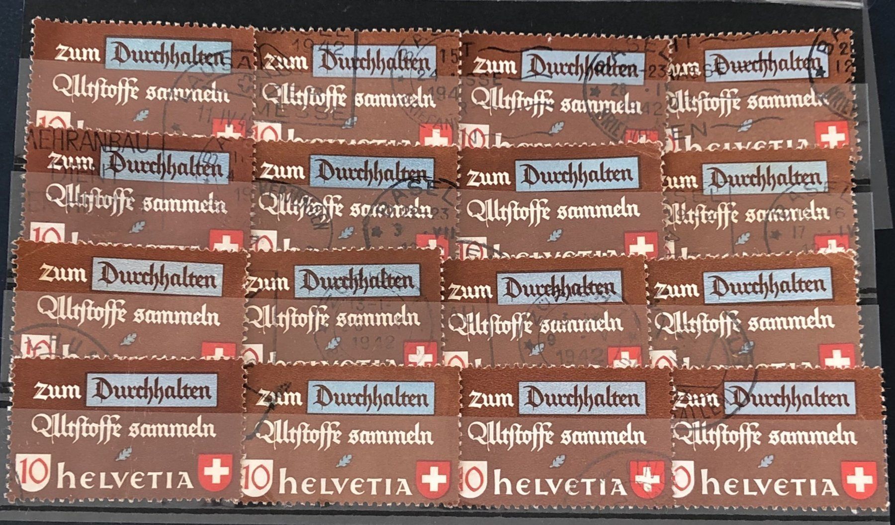 Tutti i francobolli: Nr.254 mit Stempel 16 Stück – Usato da Aarau venduto da Billa007