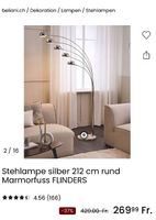Stehlampe silber, rund Marmorfuss FLINDERS