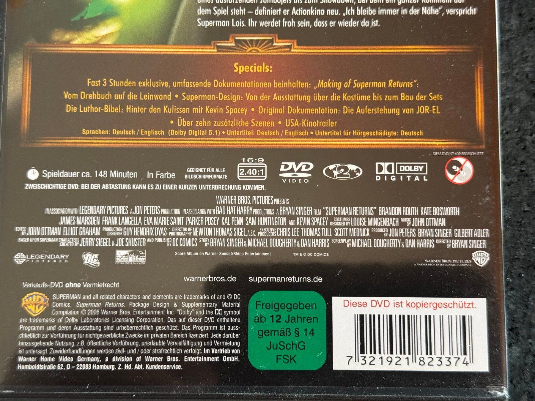 Tutti i DVDs: Superman Returns 2 Disc Edition DVD's DE/EN – Usato da Fribourg venduto da tschjoly 3