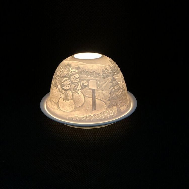 Dome Light Windlicht aus edlem Porzellan Schneemänner (Neu und ...