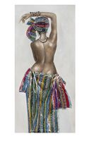 3D Leinwandbild Frau handgemalt 149x70 cm mit Textil