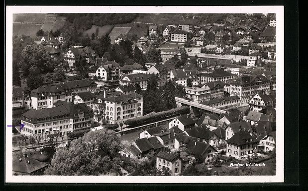 Cartoline postali: Baden, Ortsansicht mit Eisenbahn aus der – Usato da Berlin venduto da bartko-reher