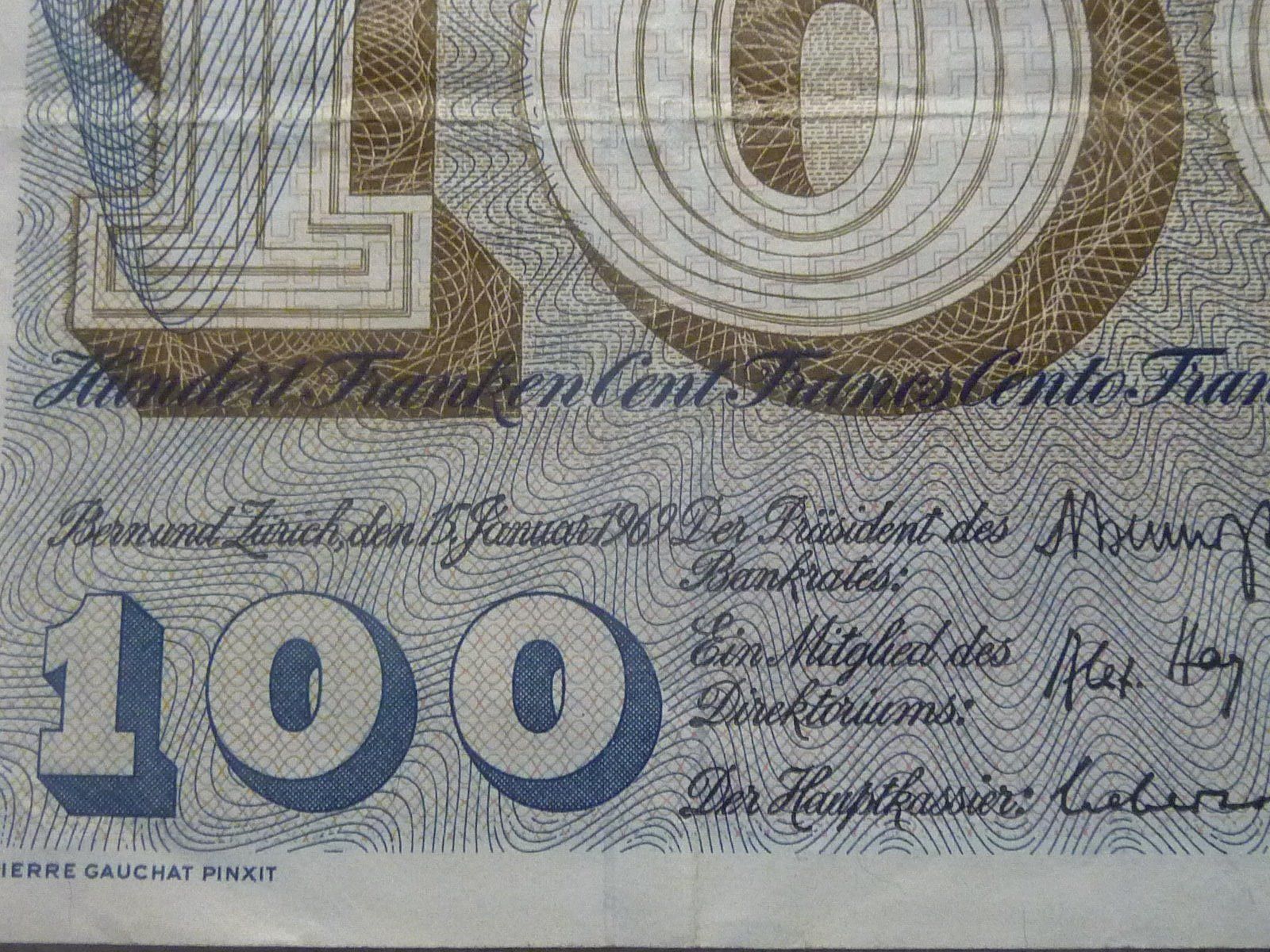 Banconote: 100 Fr. Note 1969 Januar Zürich – Usato da Seon venduto da aee_7gpz 2
