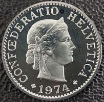 5 Rappen 1974 pp / aus Münzsatz / in einer Münzkapsel