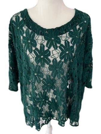Niederberger, Grüne Bluse mit Spitze, Gr. 44