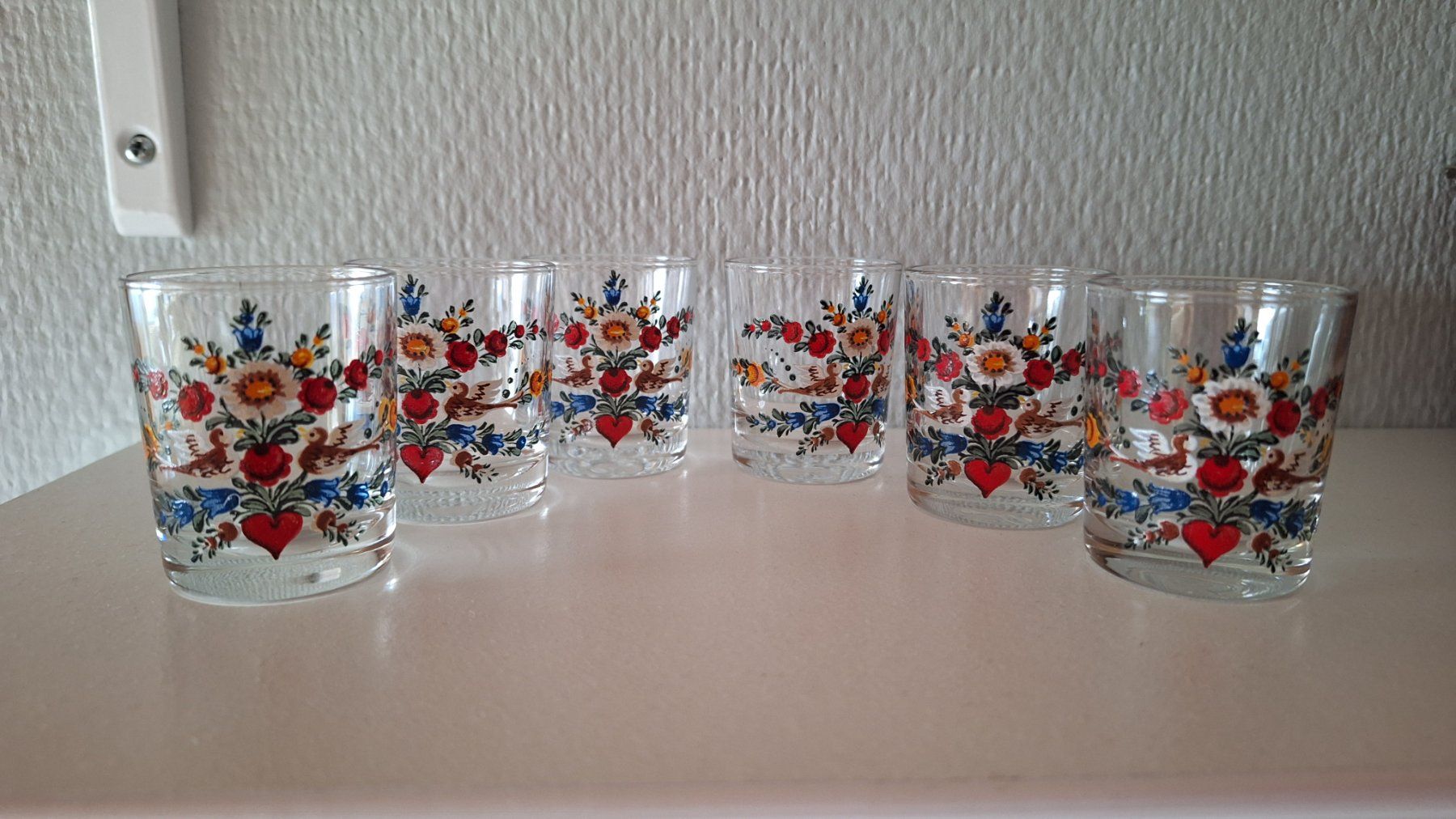 Bicchieri: 6 Vintage Schnapsgläschen  mit Blumenmuster – Usato da Dornach venduto da majo8689 1