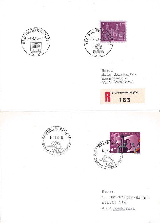 Alle Briefmarken: 10 Belege mit Werbedatumstempel – Gebraucht aus Bellach von qsearch 1