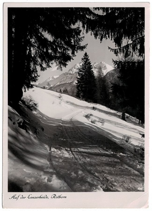 Cartoline postali: Auf der Lenzerheide, Rothorn, um 1938 – Usato da Frauenfeld venduto da POML