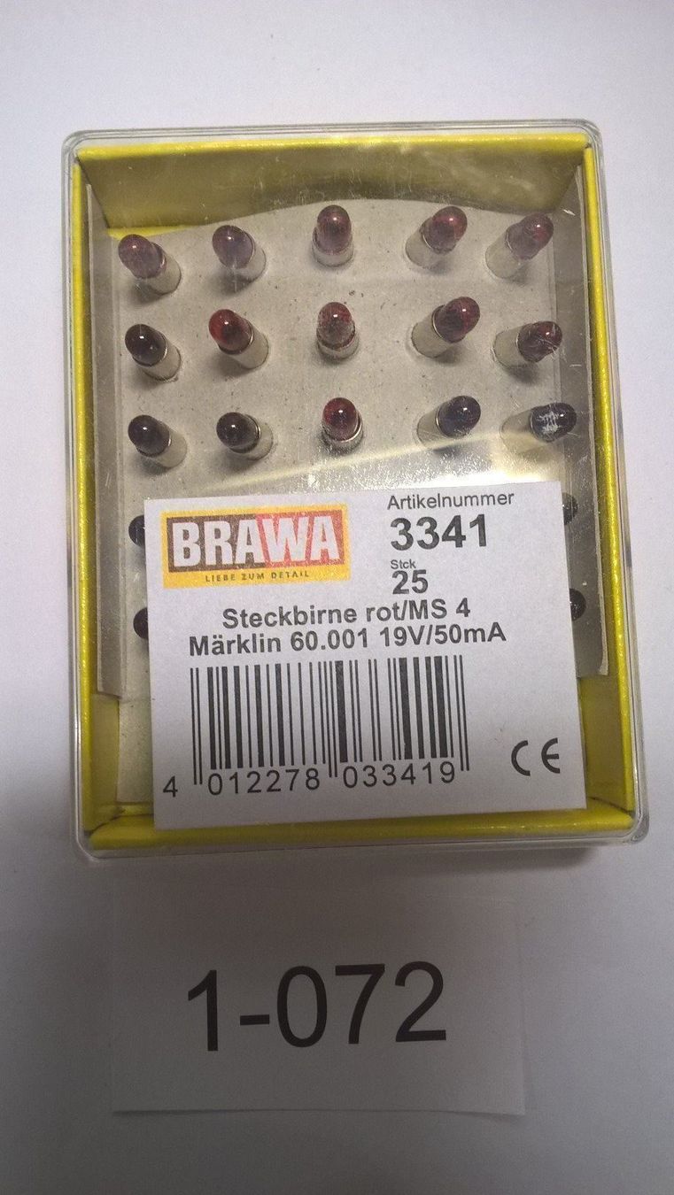 Brawa Modellini di ferrovie: Brawa 3341 Steckbirne rot 19V/50mA – Nuovo (secondo la descrizione) da Niederwil AG venduto da Bernmatt