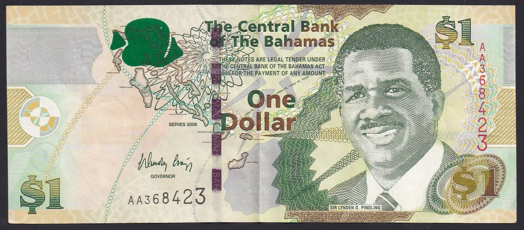 Billets de banque: Bahamas 1 Dollar 2008 – D'occasion à Brugg AG par banknoten_muesli