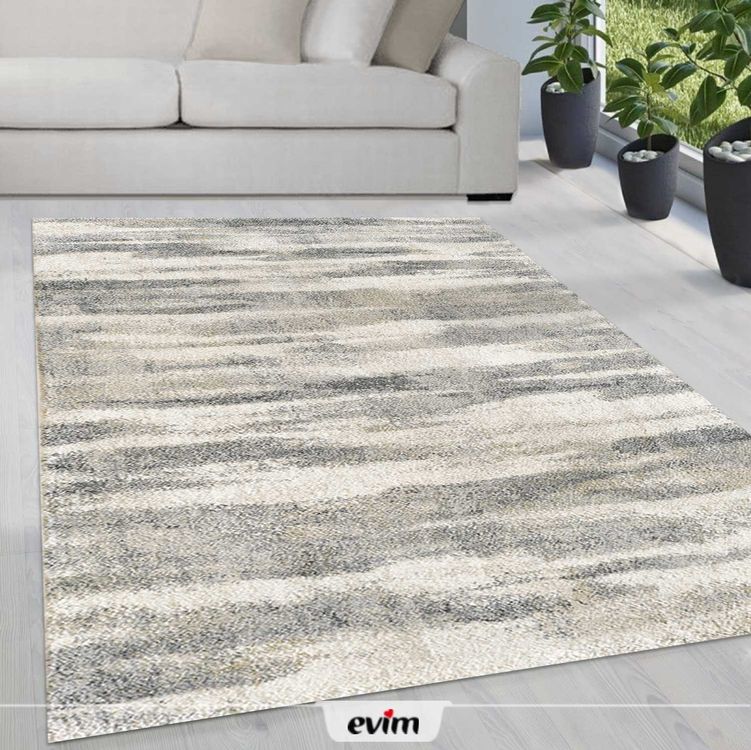 AKCILA Selena Teppich 80x150cm - Moderner Wohnzimmer Teppich Grau/Creme