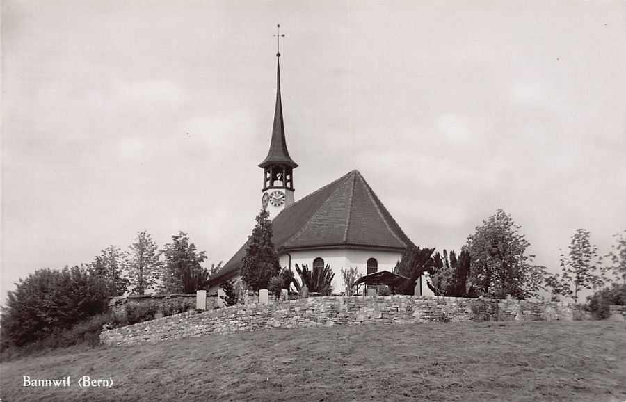 Cartoline postali: Bannwil BE, Kirche um 1945 – Usato da Frauenfeld venduto da POML