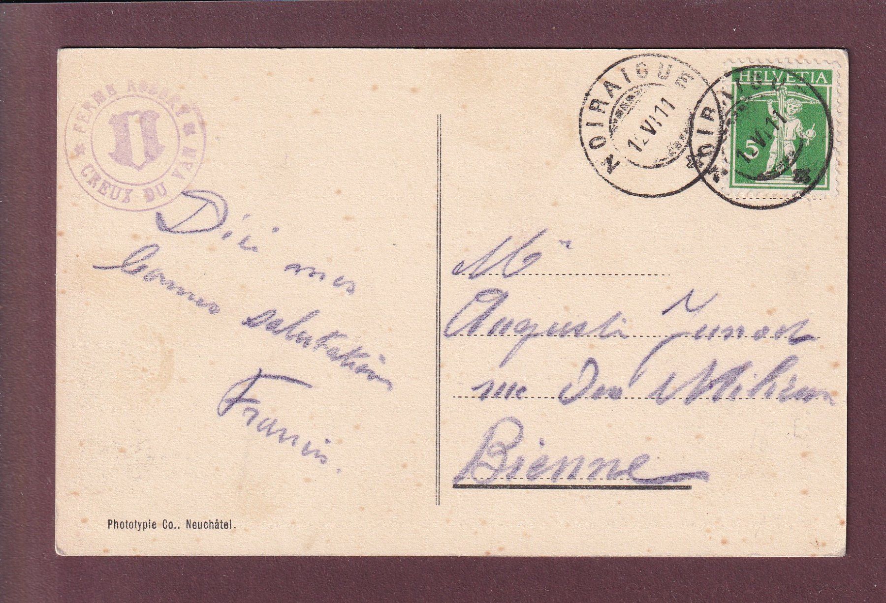 Ansichtskarten: FERME ROBERT - Creux du Van - 1911 – Gebraucht aus Pully von nicecards 1
