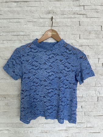 Blaues Spitzenshirt Gr. S Bershka