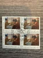 Schweiz Briefmarke Helvetia 80+40 Pro Patria 1986 Viererbloc