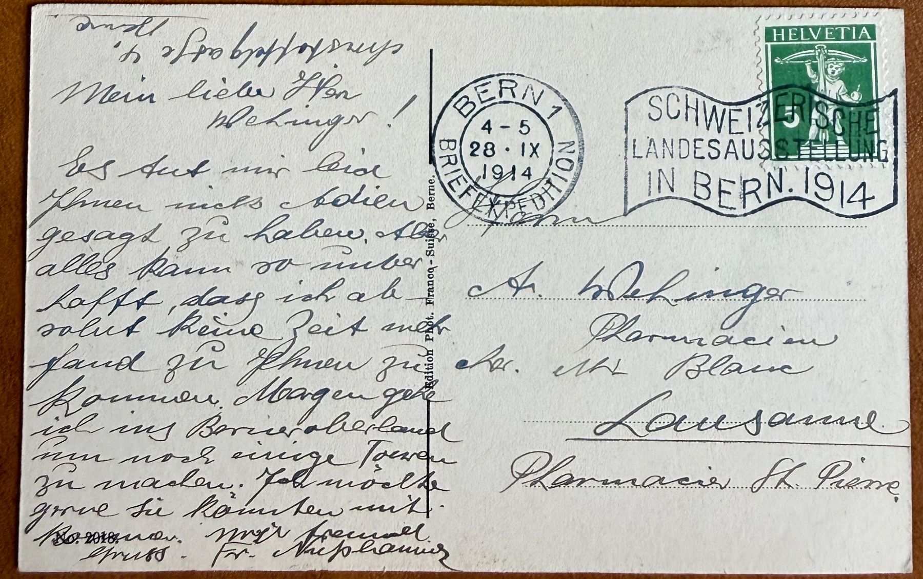 Cartoline postali: Bern - Bernabrunnen 1914 – Usato da Lutry venduto da Ediego 1