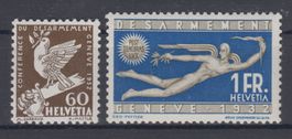 Schweiz 1932: 2 Höchstwerte Abrüstungskonferenz ** - 140.--