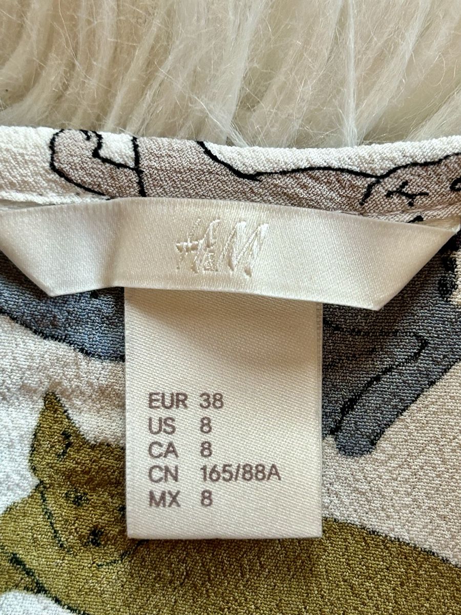 H&M Camicette: Cat Print Blouse Size 8, Quirky Top – Nuovo (secondo la descrizione) da Zürich venduto da Mistral61 3