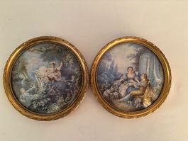 2 antike Miniaturmalereien in der Art von Boucher,Monogr.