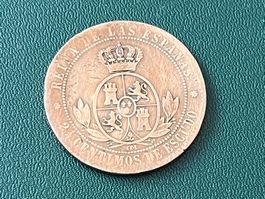 Spanien  2 Centimos de Escudo 1866 Isabel II