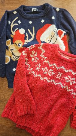 2 Kinder Pullover Winter Weihnachten 92