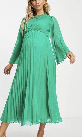 Elegantes ASOS Maternity Chiffonkleid Grün Gr. 38
