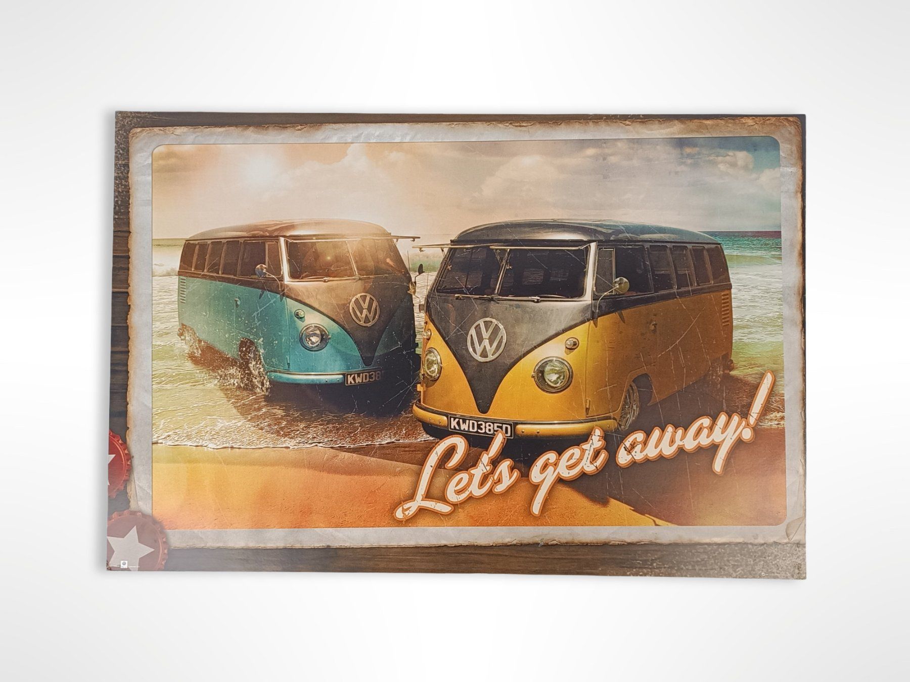Foto & Immagini: VW-Bulli Poster auf Holzplatte – Usato da Suhr venduto da Restwert_Suhr