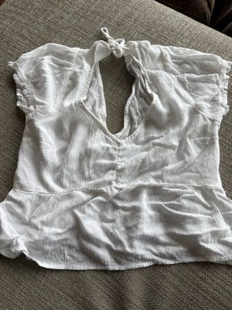 Hollister Blouse White Textured Size M Good Condition