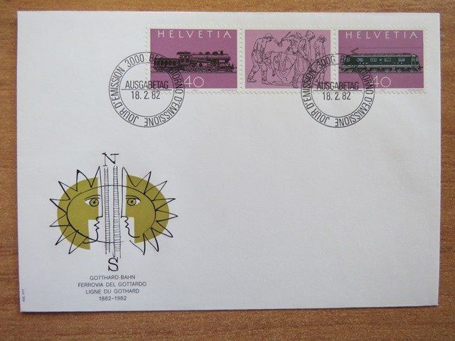 Tutti i francobolli: FDC '100 Jahre Gotthardbahn' 1982 – Usato da Brunnen venduto da Kumari