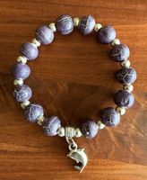 Armband Holz / Metallperlen, Delfin
